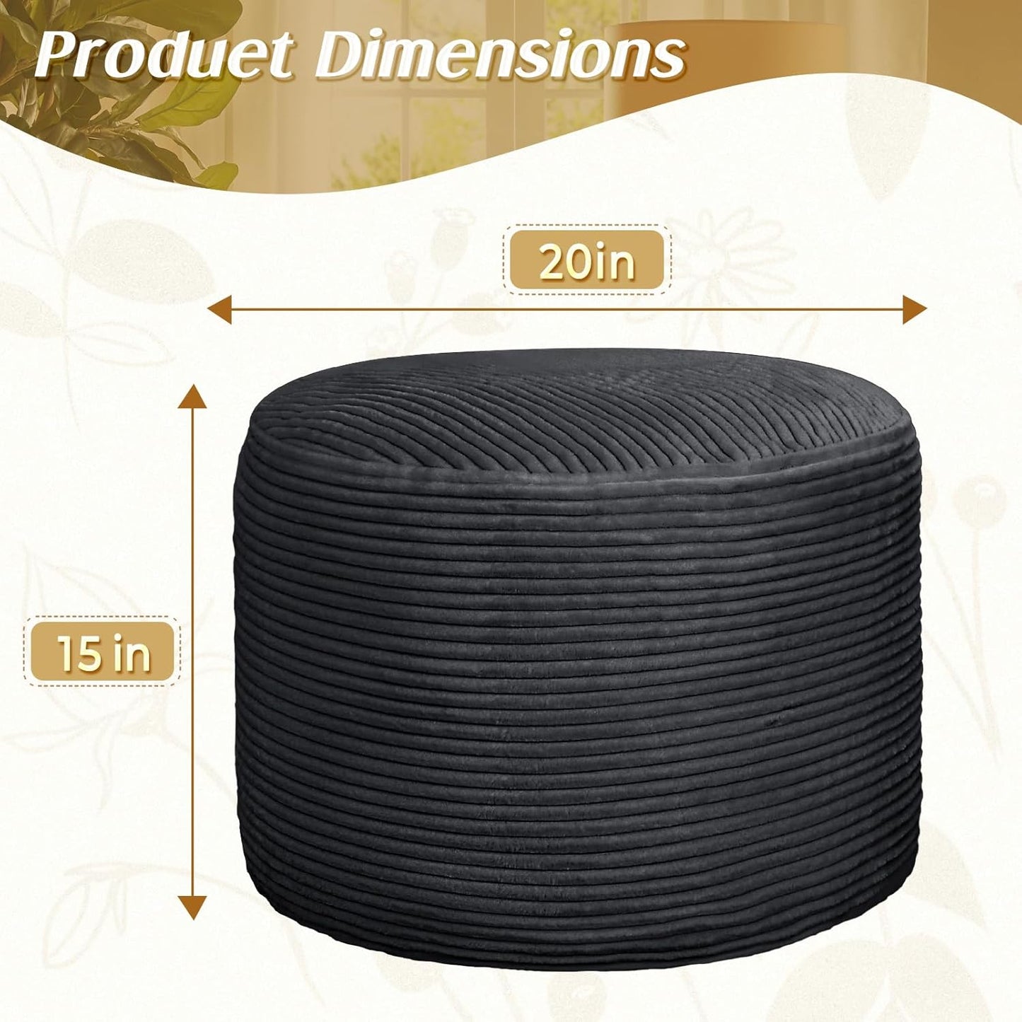 AS AWESLING Plush Round Ottoman Foot Rest - Dual Size Comfort for Living Room