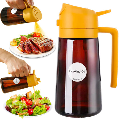 Oil Sprayer for Cooking, 2 In 1 Oil Dispenser and Oil Sprayer (Black+Dark Brown)