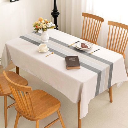 SIELUNO Rectangle Table Cloth Cotton Linen Waterproof Embroidery Tablecloth Rustic Farmhouse Style for Indoor Outdoor Dinning Tabletop Decoration-Grey Macarons-54 x86