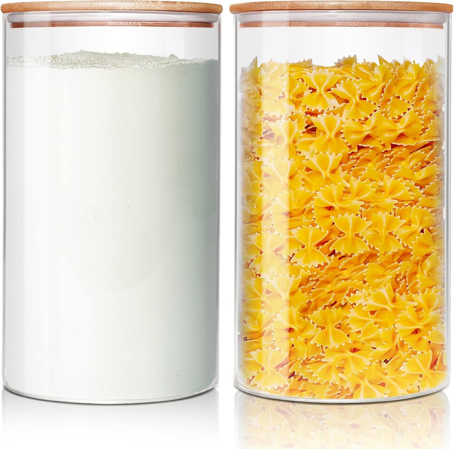 180oz x2 [Set 2], HomArtist Large Glass Flour and Sugar Containers of Glass Food Storage Containers with Bamboo Lids
