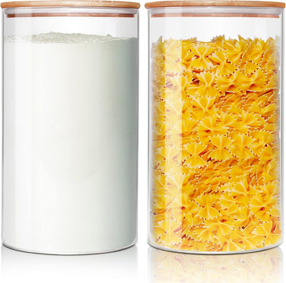 180oz x2 [Set 2], HomArtist Large Glass Flour and Sugar Containers of Glass Food Storage Containers with Bamboo Lids