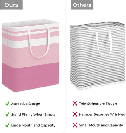 HomeHacks Large Waterproof Laundry Baskets - Collapsible Hampers with Reinforced Handles | Pink, 125L Each