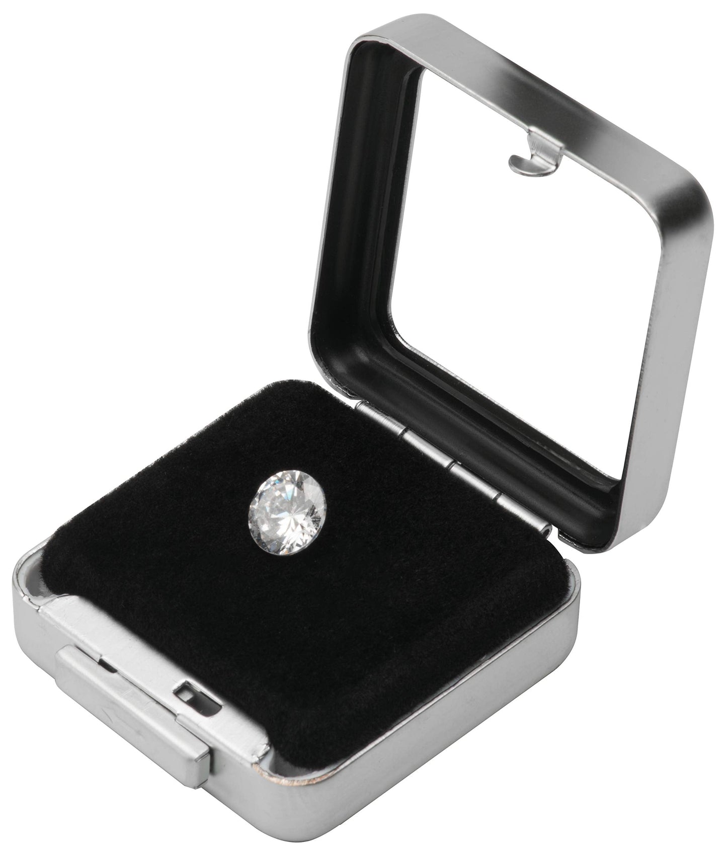 Giftop Glass Top Loose Diamond or Gemstone Display Box Case Holder Show Container Metal (Silver Small)