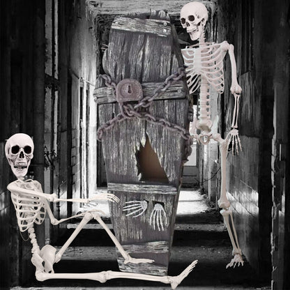 5.4 ft Halloween Skeleton Poseable Skeleton Life Size Skeleton Full Body Plastic Human Bones Standing Human Skeleton with Posable Joints for Halloween Decoration（1PCS