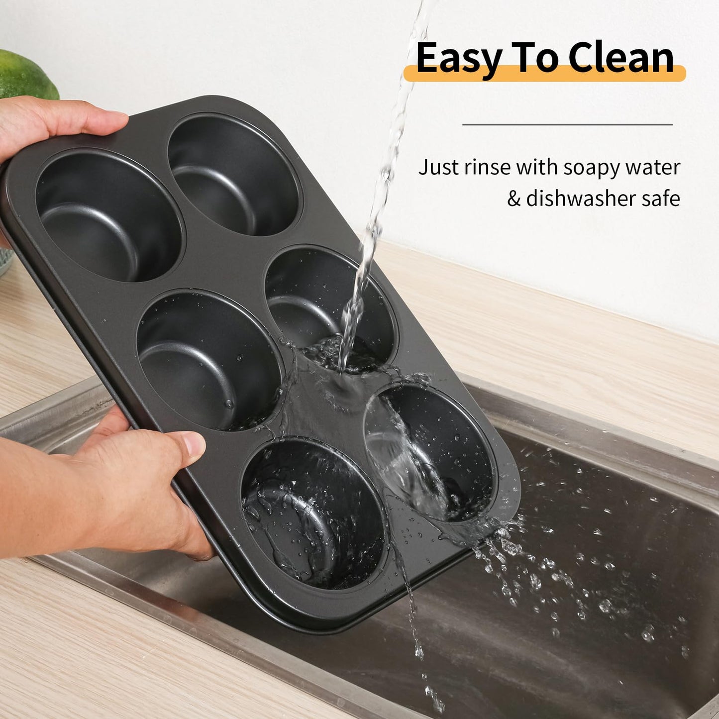 Audingull Jumbo Muffin Pan 6-Cups Cupcake Pan, Premium Large Muffin Tin for Baking, Non-Stick and Thickened Carbon Steel Jumbo Cupcake