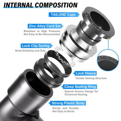 TAILONZ PNEUMATIC Male Elbow 1/4 Inch Tube OD x 1/8 Inch NPT Thread 90 Push to Connect Fittings PL-1/4-N1 (Pack of 10)