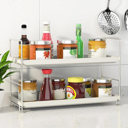 FSyueyun 2-Tier Makeup Shelf Organizer, Large Space Vanity Countertop Storage for Bathroom or Kitchen Spice Rack
