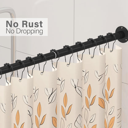 Yampos Diamond Shaped Corner Shower Curtain Rod, [Both Sides: 22"-34.8", Middle: 28"-43.7"] Adjustable Heavy Duty Angled Shower Curtain Pole for Bathroom with 12 Hooks & Ceiling Support - Matte Black