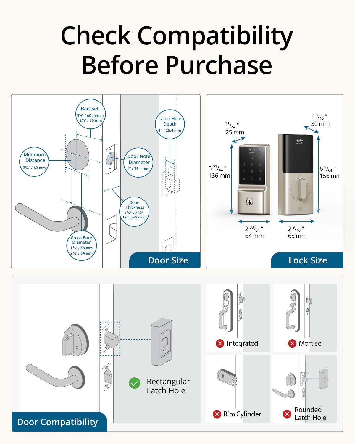 eufy Security Smart Lock C210, Keyless Entry Door Lock, Built-in WiFi Deadbolt, Smart Door Lock, No Bridge Required, Easy Installation, Touchscreen Keypad, App Remote Control, 4 AA Batteries Included
