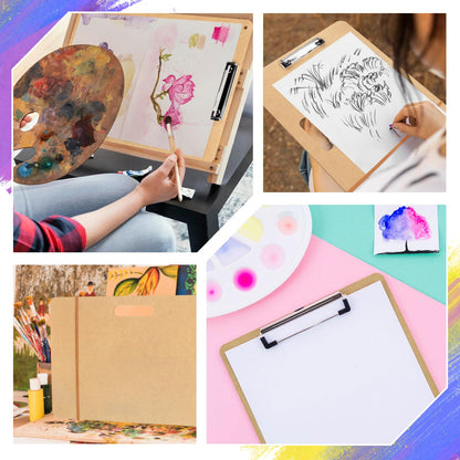 TKOnline 2 Pack 11.8x17.7 Drawing Boards, Sketch Boards with Sturdy Clip and Rubber Bands, Portable Art Clipboard for Classroom, Drafting and Studio Drawing