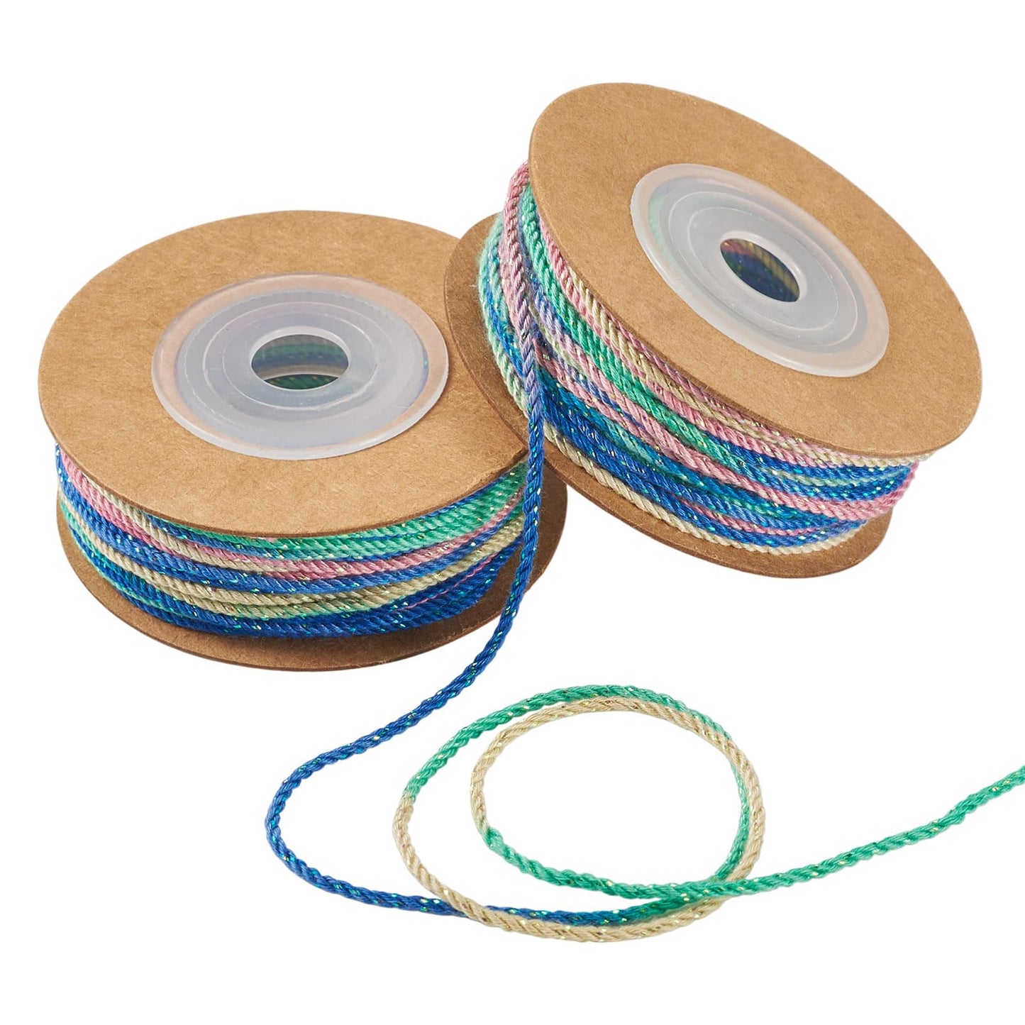 KISSITTY 2 Roll 164 Feet Cotton Twine String 1.2 mm Bakers Twine Packing Rope Cords for Crafts Jewelry Making Bracelets Necklace Gift Wrapping Gardening Weave Braid Hanging Gradient Blue