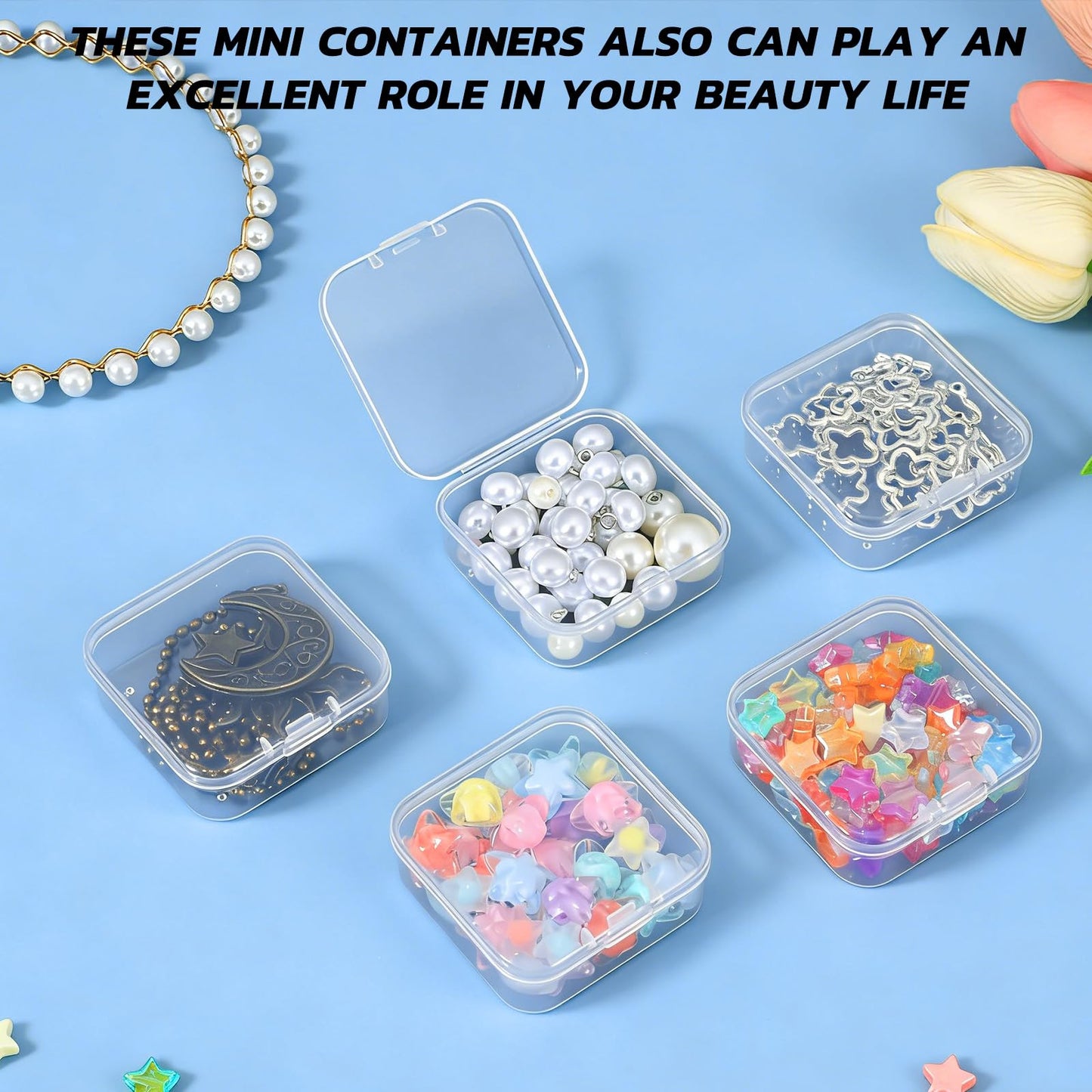 120 Pcs Clear Plastic Beads Storage Containers Box Mini Sizes Rectangular Boxes Small Empty Organizer for Collecting Small Items, Jewelry, Hardware, Arts Crafts Accessories