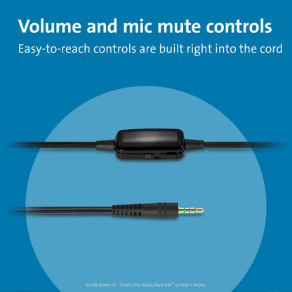 Kensington Hi-Fi 3.5mm Headphones with Mic & Volume Control Button (K33597WW)