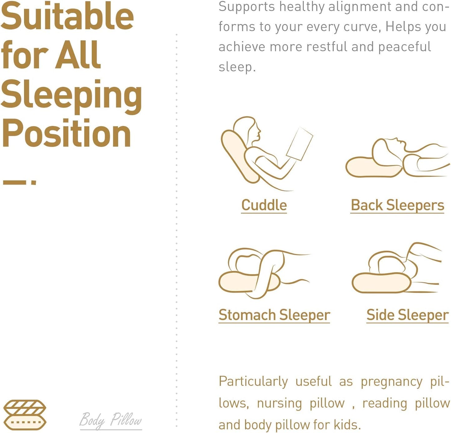 ACANVA Soft Long Body Pillow for Side Sleepers - Perfect for Adults and Expecting Mothers