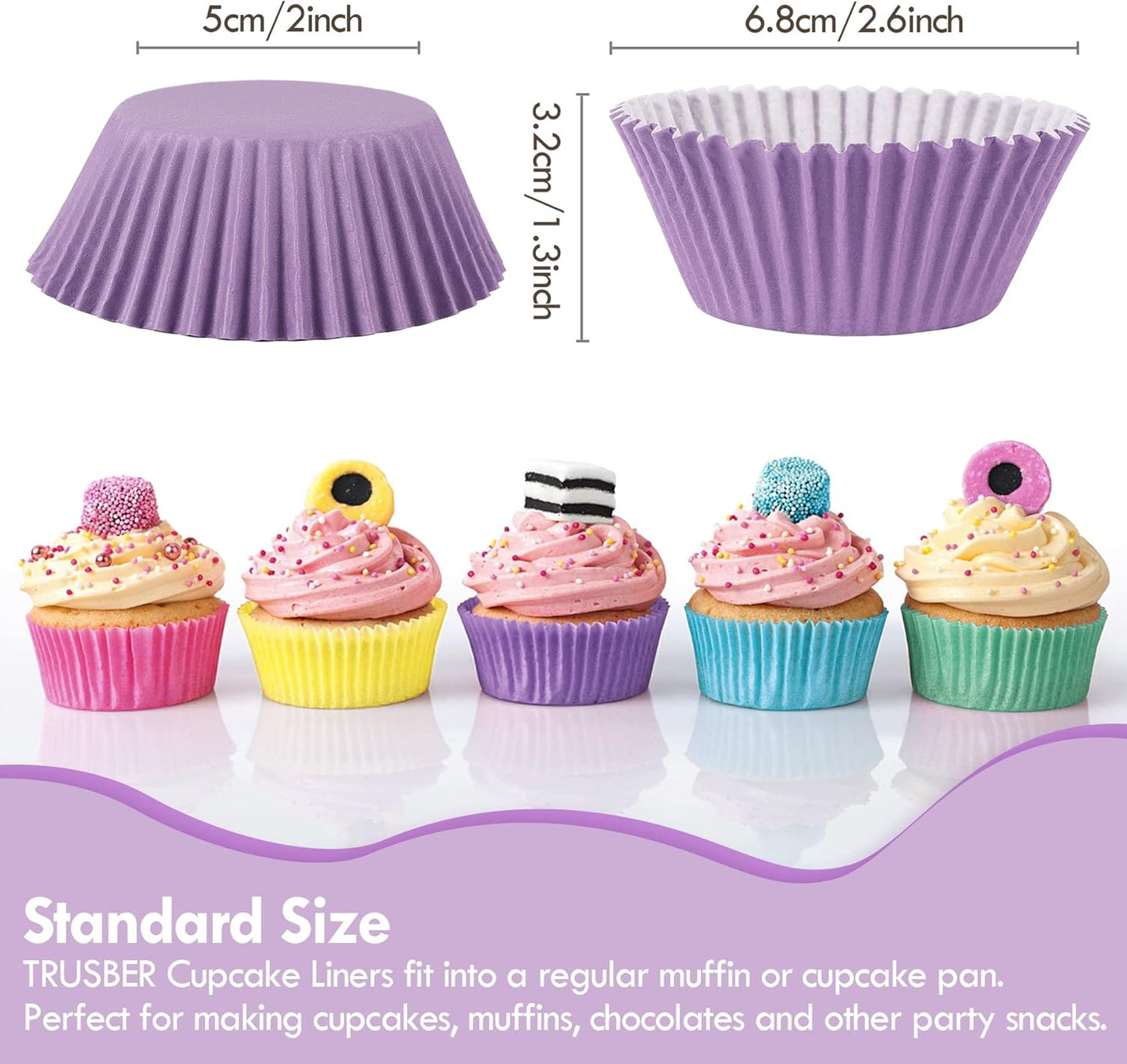 Baking Cups: 100 pieces Paper Cupcake Liners Wrappers for Wedding, Birthday, Baby Shower, Holiday Party