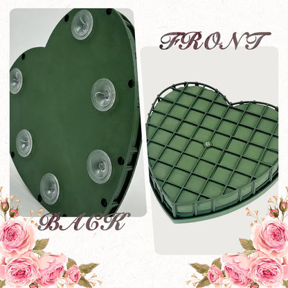 Floral Foam Cage with Suction Cup, Heart-Shaped Flower Arrangement Foam Holder for Wedding Car Decor, DIY Floristry Bouquet Fixation Base for Fresh/Silk Flowers (20x20cm)
