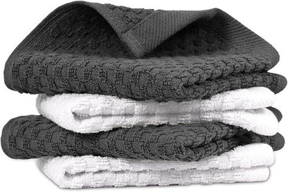 Infinitee Xclusives Premium Cotton Dish Cloths - Ultra Soft & Highly Absorbent | 12x12 Inches | Pack of 4 | Grey