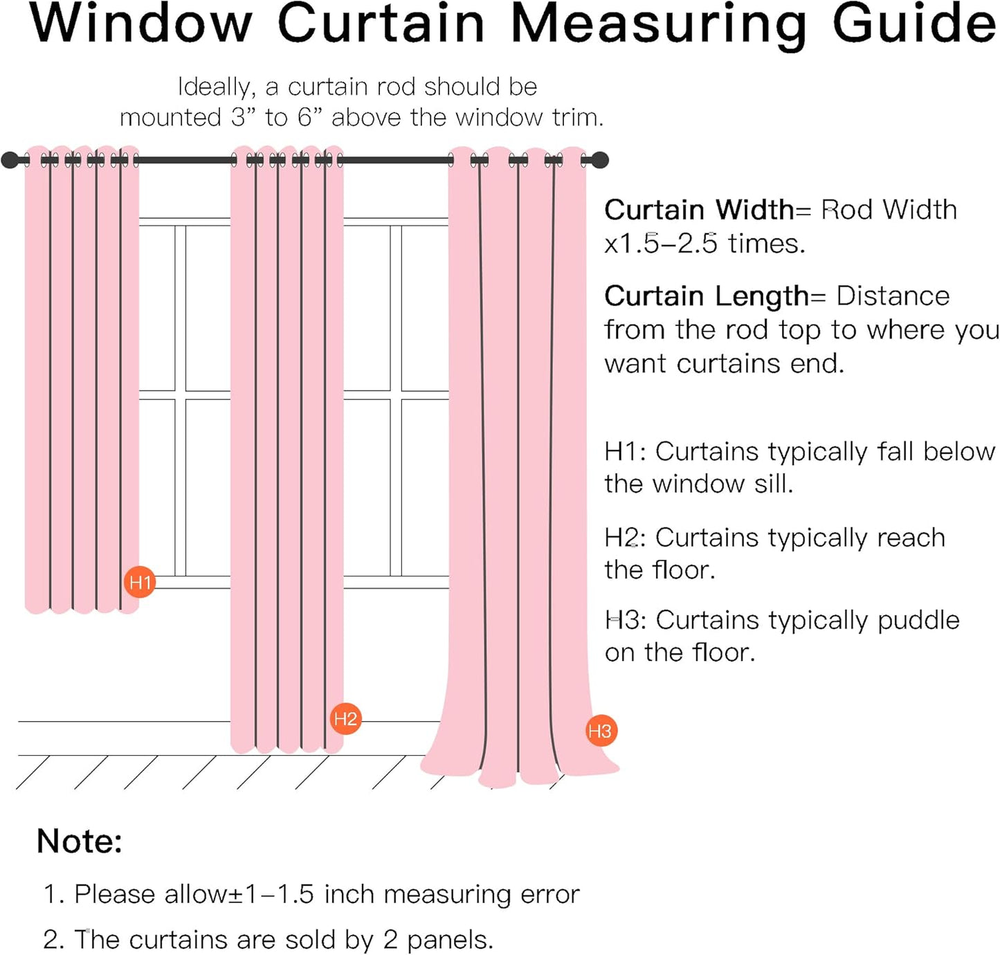 2 72 Inches Grommet W52 L72 XiDi Pink Curtains for Kids Girls Bedroom Panels Blackout Double Layer Curtains with Sheer