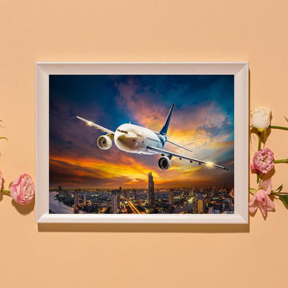 UIBDVKS Aviation Airplane Diamond Painting Kit for Adults Full Drill Diamond Art Painting by Number Kits Gem Art Wall Home Decor 12x16 inch