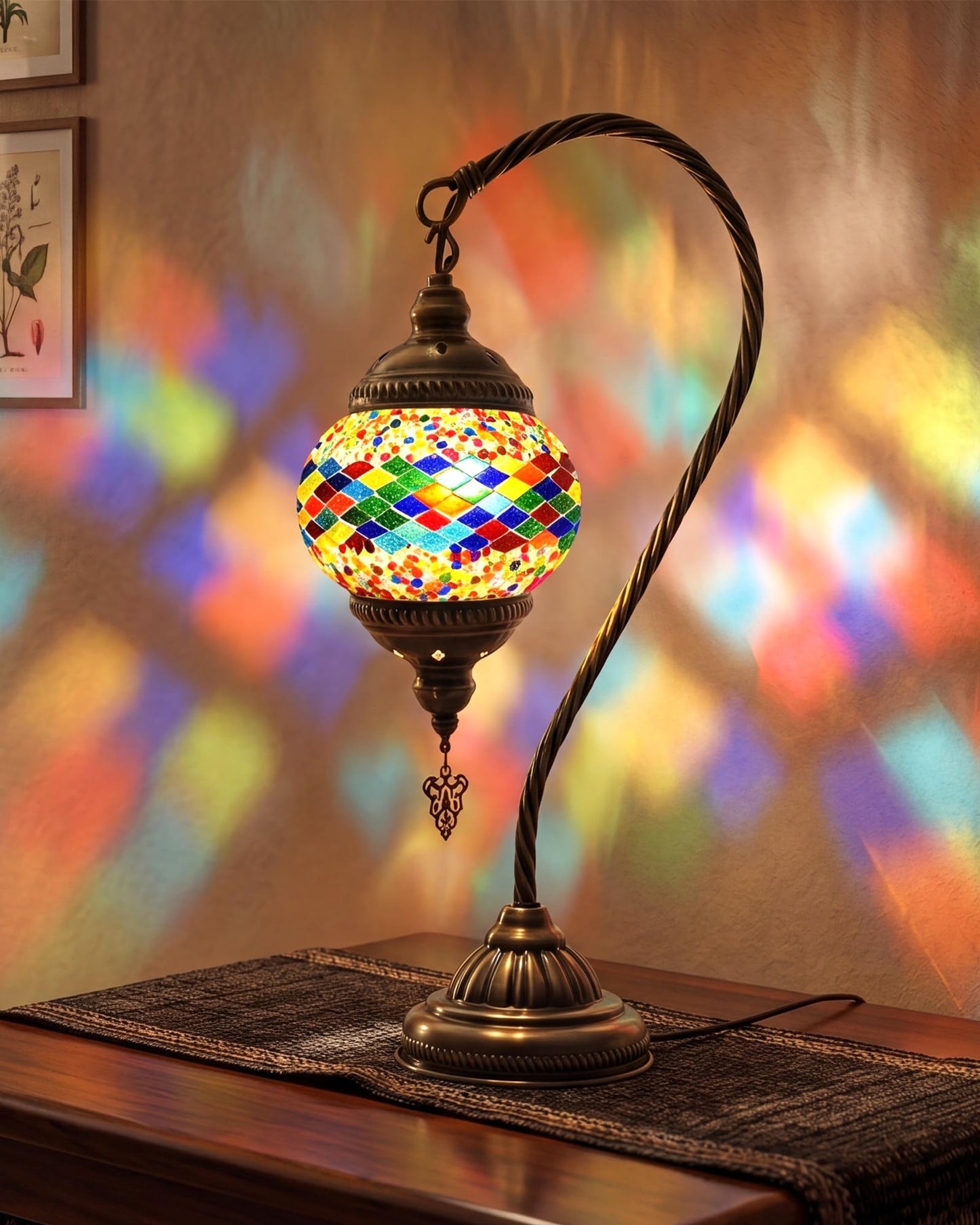 LOZNDA DIY Turkish Mosaic Lamp Kit, Bedside Turkish Lamp Bohemian Moroccan Unique Gift Idea, Mosaic Art & Craft Project Kits for Adults & Teens for Living Room (Prism Aura)