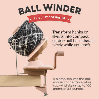 Knit Picks Yarn Ball Winder for Knitting and Crocheting (Dusty Rose)