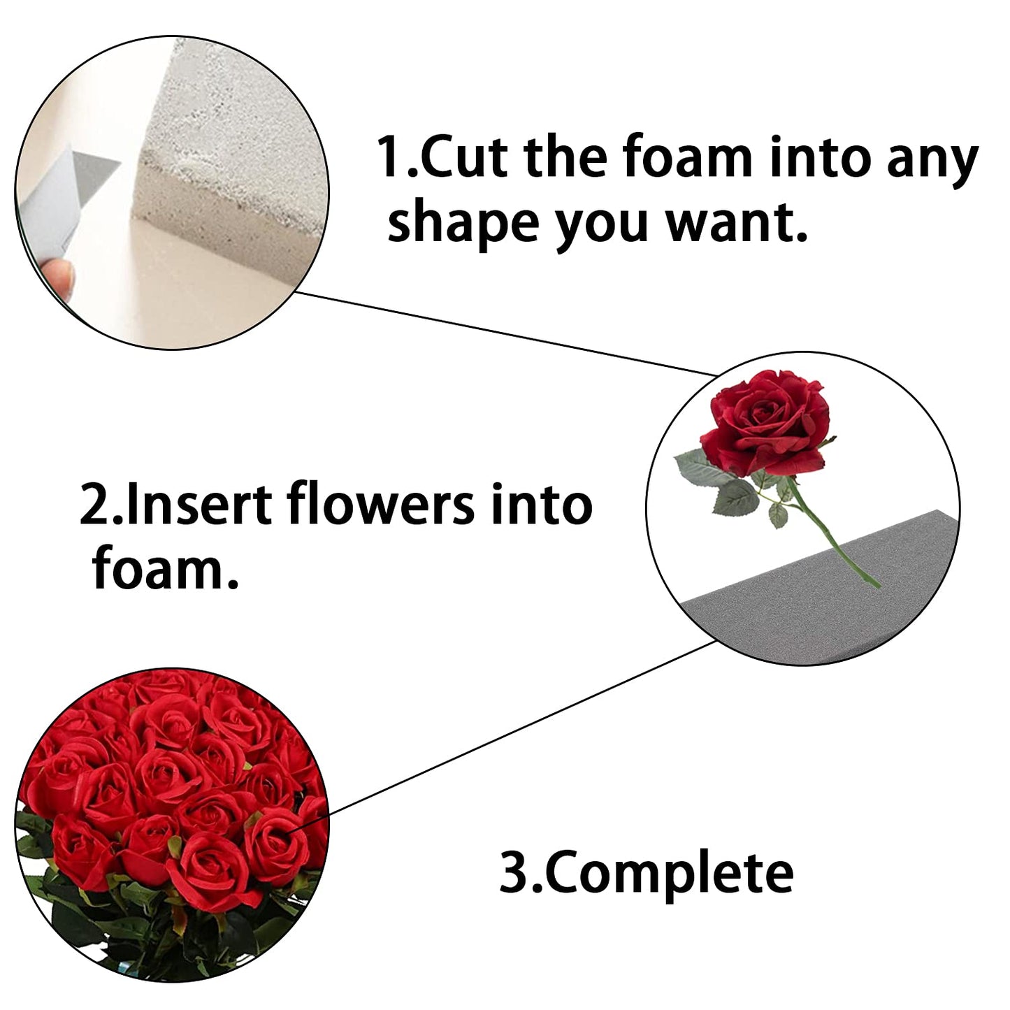 KIMOBER Dry Floral Foam Bricks,Florist Foam Blocks for Flower Arrangement, Wedding,Party Decoration, Pack of 5