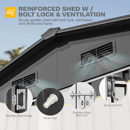 DWVO 10'x8' Large Metal Outdoor Storage Shed, Heavy Duty Tool Storage Sheds for Backyard Patio Lawn - Ideal for Bicycles, Garden Tools, and Lawn Equipment, Easy-to-Assemble, Dark Gray