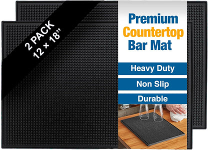 Countertop 18" 12" (2 Rubber Bar Mats for by ProTensils - x Black Bar Mats for Bartending, Bar Service Mat, Home Bar