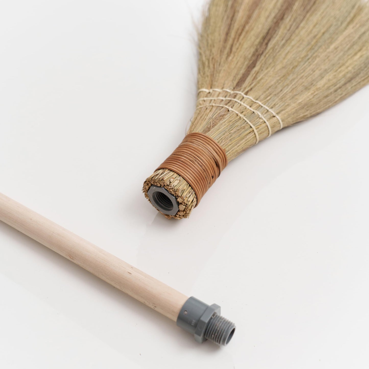 BMart Home Natural Whisk Sweeping Hand Handle Broom - Vietnamese Straw Soft Broom for Cleaning Dustpan Indoor - Outdoor - Decorative Brooms - Wooden Handle - 9.84'' Width, 29.75" Length