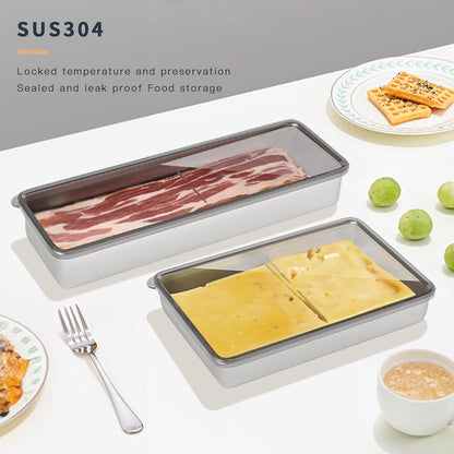 2 Pcs Deli Containers with Lids, Refrigerator Bacon and Cheese Storage Containers, Dishwasher Safe Long Deli Meat Tray