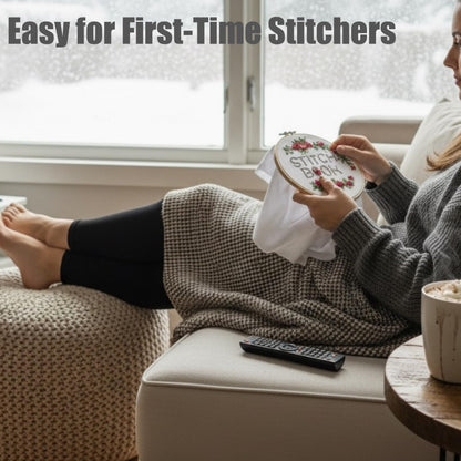 TenDawn Basic Embroidery Starter Kit – 12 Essential Stitches, Fabric Practice Book for Beginners, Easy Entry Sewing Set