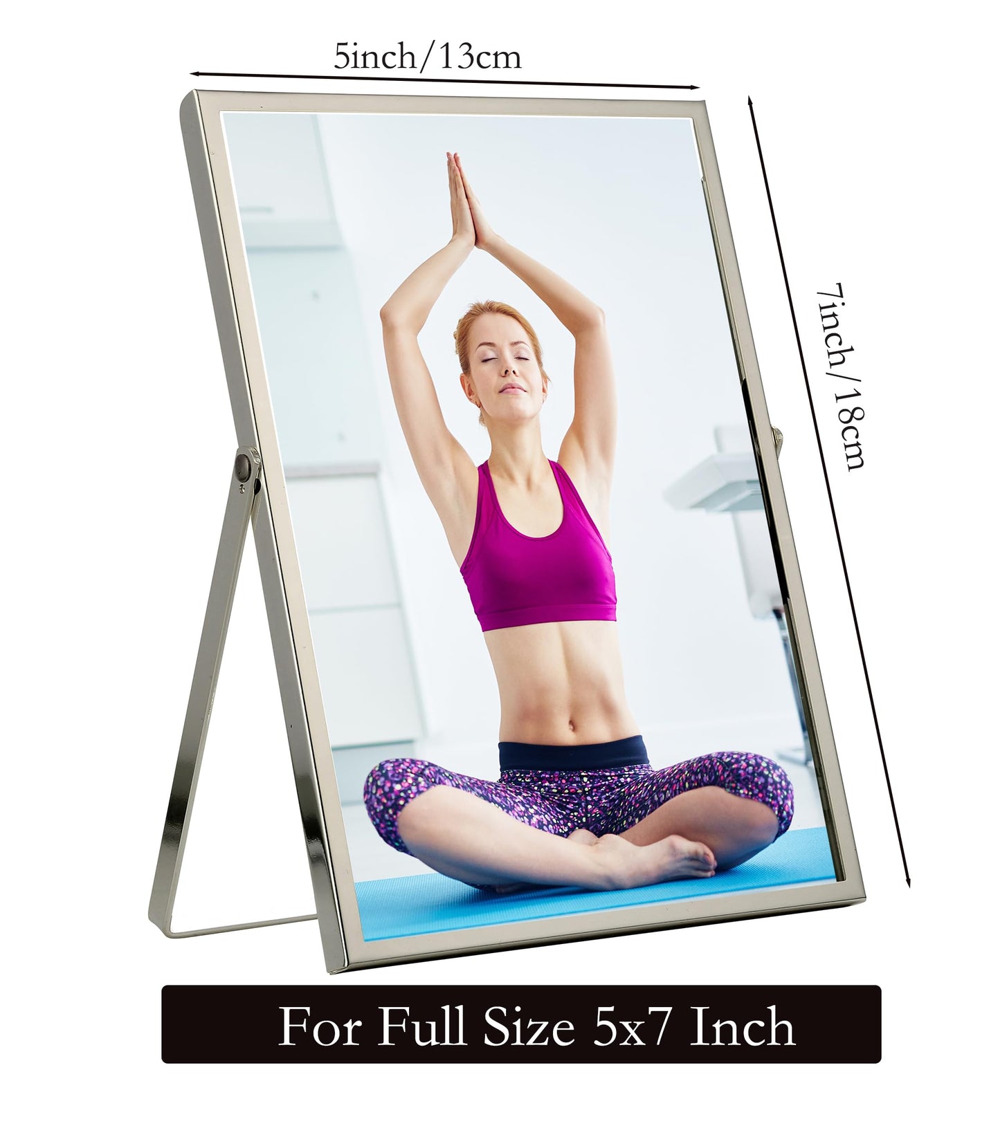 Silver 5x7'' Floating Frame Set of 2, For Photo Sizes ( 3.5x5'', 4x 6''), Silver Plated Metal Frames 5x7'' for Tabletop/Shelf Display, Classy Gift Choice for Wedding, Thanksgiving, Christmas,Birthady.
