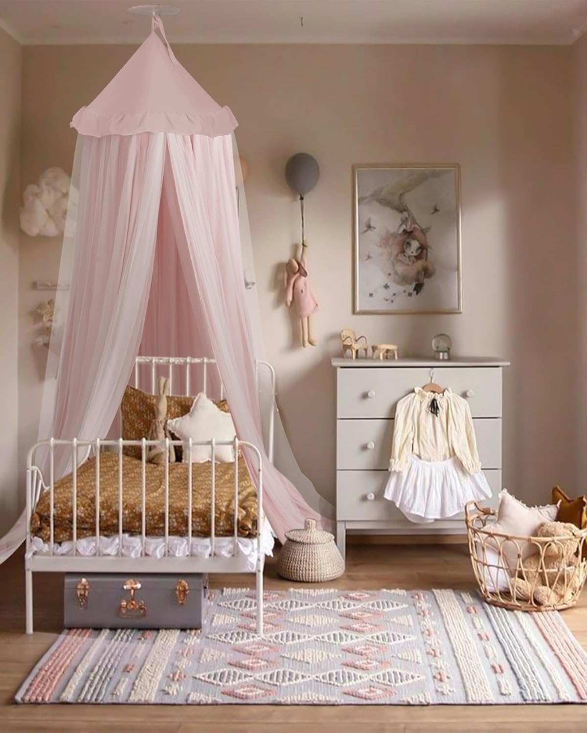 25.6''x106'', little dove Bed Canopy with Star Lights, Double Layer Canopy for Bed, Princess Play Tent for Girls Room