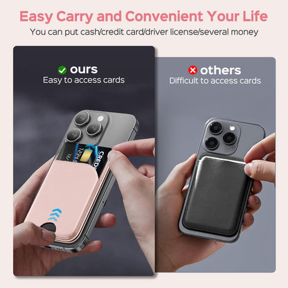 Mag-Safe Wallet Magnetic Wallet for Phone Lightweight Magnetic Phone Pouch Stand Adjustable Leather Mag-Safe Card Holder for iPhone 17/16/15/14/13/12 Series, Not for iPhone 13/12 Mini (Black)