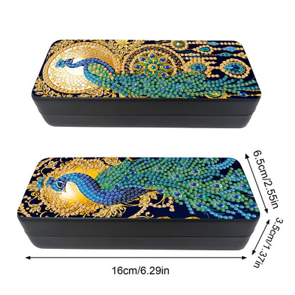C'eitura 2Pcs 5D DIY Handmade Peacock Diamond Art Painting Glasses Case Kit, Handcrafted Eyeglass Holder Case, Exquisite Bird Christmas Valentine's Day Gift Set