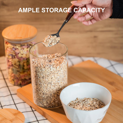 Liuruiyu Glass Food Storage Jars 6-Pack 37oz - 4x6 in-Clear Glass Food Canisters with Bamboo Lid Airtight For Serving Tea, Coffee, Flour, Sugar, Candy, Cookie, Spice and More (Circular)