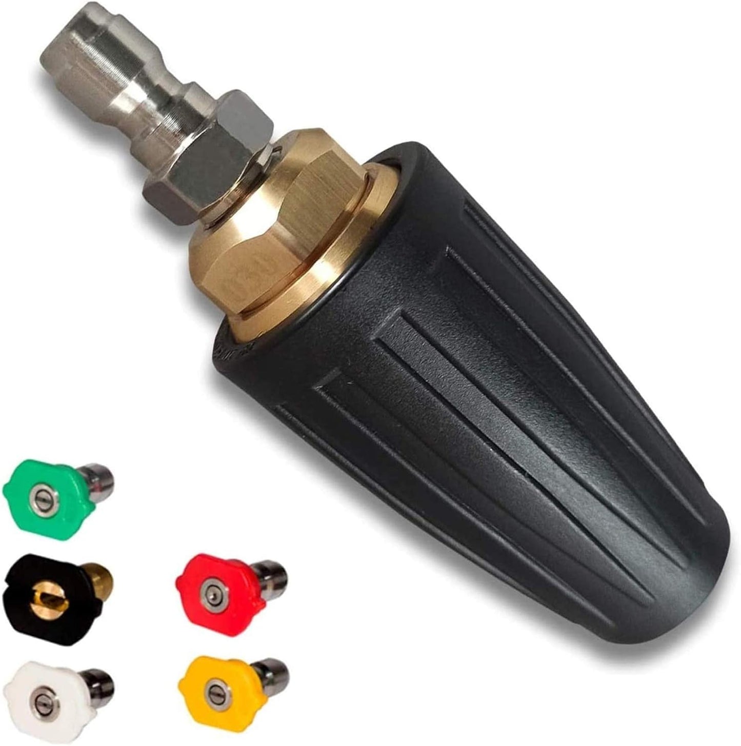 Xiny Tool 4000 PSI Rotating Turbo Nozzle Set, 1/4 Inch Rotating Turbo Nozzle with 5 Nozzle Tips