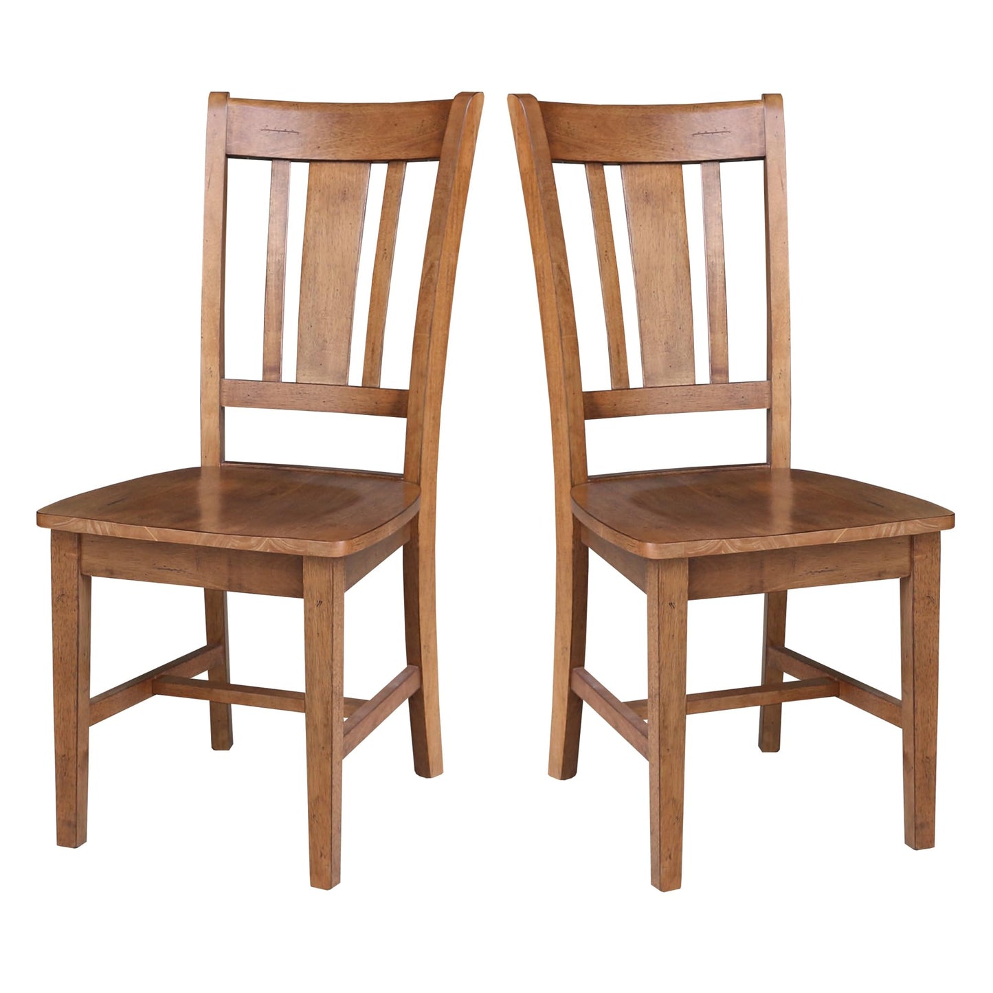 IC INTERNATIONAL CONCEPTS Set of Two Solid Wood San Remo Splatback Chair Distressed Oak