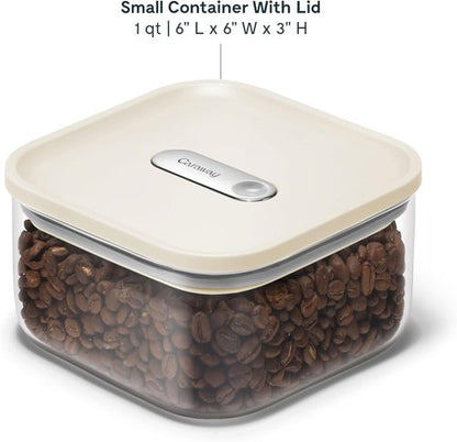 Caraway 1Qt Glass Airtight Food Storage Container - Non-Toxic, BPA-Free, Stackable Kitchen Storage - Cream