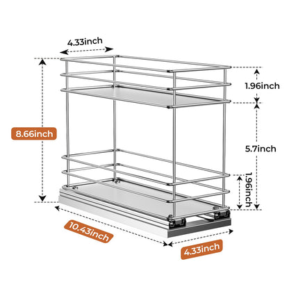 Pull Out Spice Rack Organizer for Cabinet, Slide Out Spice Racks, Easy to Install, 2.1''Wx10.35''Dx8.26''H, 3 Drawers 2 Tiers(Black)