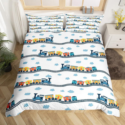 Sets Set 3pcs Erosebridal Cute Steam Engine Bed for Kids Toddlers Kawaii Train Comforter Cover Construction Vehicles