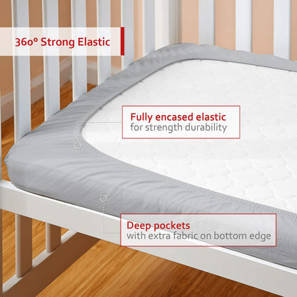 Pack and Play Sheets Fitted, Toddlers Mattress Protector 39"×27"×5", Breathable Thick Playard Lovely Print Cover, Compatible with Graco Pack n Play, Gray Star
