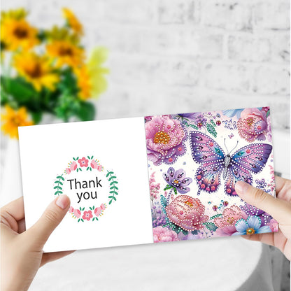 JBTM24 6 Packs Diamond Art Cards Kit, Diamond Painting Greeting Cards with Envelopes, DIY Card Making Kits for Adults, Gifts for Families, Friends, Partners (Butterfly)