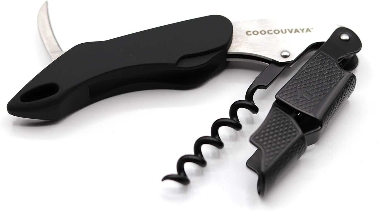 Wise Products Premium Corkscrew Wine Bottle Opener, Black Edition for Wine Lovers, Eco-Friendly Pouch (1 PACK)