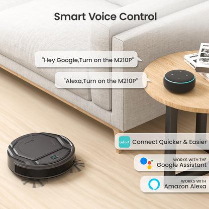 Lefant M210P Robot Vacuum Cleaner, Super Thin, Powerful Suction, Quiet, Self-Charging, Ideal for Pet Owners, Cleans Hard Floors to Medium-Pile Carpets, 120 Mins Runtime, APP/WiFi/Alexa Control, Gray