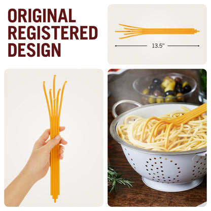 Fun Spaghetti-Shaped Plastic Spaghetti Spoon/Pasta Fork from a Series of Pasta-Inspired Kitchen Gadgets | Cool Pasta Spoon to Claw and Serve Pasta | Original Kitchen Accessories | by Monkey Business