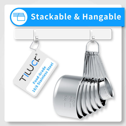 TILUCK Stainless Steel Measuring Cups & Spoons Set,Coffee Scoop Spoon,Kitchen Gadgets for Cooking & Baking,Set of