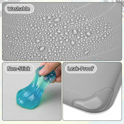 Extra Large Silicone Painting Mat for Crafts, 24”x 19” Waterproof Art Mat with Raised Sides for Paint, Clay Playdough, & Jewelry-Making (Grey)