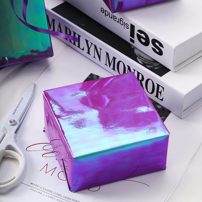 LeZakaa Purple Wrapping Paper Roll, Holographic Iridescent Wrapping Paper for Birthday, Valentine's, Mother's Day, Halloween, Holiday, Large Roll, 30 inches x 32.8 Feet (92.9 sq.ft.)
