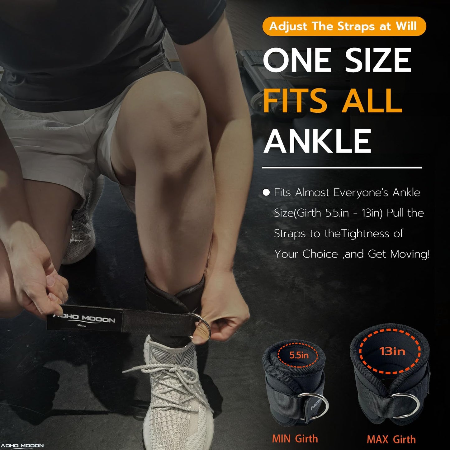 AOHO MOOON (Pair Comfortable Adjustable Ankle Straps for Cable Machines Women